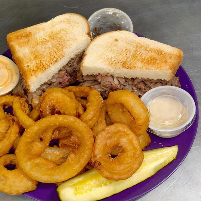 Shaved Prime Rib Sandwich.